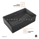 Cuba de Apoio Slim Retangular para Banheiro Louça Cerâmica 60x37,5cm Lolita Preto Fosco