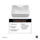Cuba de Apoio Slim Retangular Sem Válvula para Banheiro Louça Cerâmica 40x30cm Cornalina Pingoo.casa - Branco