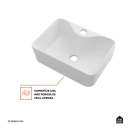 Cuba de Apoio Slim Retangular Sem Válvula para Banheiro Louça Cerâmica 40x30cm Cornalina Pingoo.casa - Branco