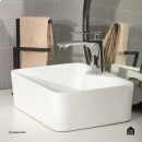 Cuba de Apoio Slim Retangular Sem Válvula para Banheiro Louça Cerâmica 40x30cm Cornalina Pingoo.casa - Branco