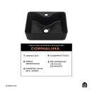 Cuba de Apoio Slim Retangular Sem Válvula para Banheiro Louça Cerâmica 40x30cm Cornalina Pingoo.casa - Preto Fosco