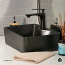 Cuba de Apoio Slim Retangular Sem Válvula para Banheiro Louça Cerâmica 40x30cm Cornalina Pingoo.casa - Preto Fosco