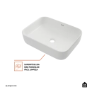Cuba de Apoio Slim Retangular Sem Válvula para Banheiro Louça Cerâmica 50,5x39,5cm Fluorita Pingoo.casa - Branco