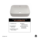 Cuba de Apoio Slim Retangular Sem Válvula para Banheiro Louça Cerâmica 50,5x39,5cm Fluorita Pingoo.casa - Branco