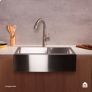 Cuba Dupla Gourmet para Cozinha Aço Inox 304 79x53cm Kiriri Farm Pequena Prata