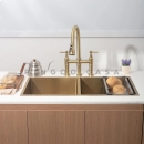 Cuba Dupla Gourmet para Cozinha Aço Inox 304 86x44cm Tukano Dourado