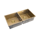 Cuba Dupla Gourmet para Cozinha Aço Inox 304 86x44cm Tukano Dourado