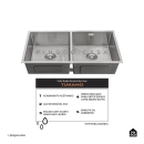 Cuba Dupla Gourmet para Cozinha Aço Inox 304 86x44cm Tukano Prata