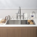 Cuba Dupla Gourmet para Cozinha Aço Inox 304 86x44cm Tukano Prata
