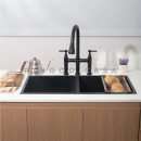 Cuba Dupla Gourmet para Cozinha Aço Inox 304 86x44cm Tukano Preto