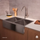 Cuba Dupla Gourmet para Cozinha Aço Inox 304 91x53cm Kiriri Farm Grande Prata