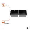 Cuba Dupla Gourmet para Cozinha Aço Inox 304 86x44cm Tukano Preto