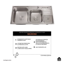Cuba Dupla Gourmet para Cozinha com Acessórios e Lixeira Aço Inox 201 92x45cm Nukini Prata