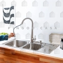 Cuba Dupla Gourmet para Cozinha com Acessórios e Lixeira Aço Inox 201 92x45cm Nukini Prata