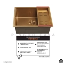 Cuba Gourmet para Cozinha Aço Inox 304 58x45cm Terena Dourado