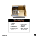 Cuba Gourmet para Cozinha Aço Inox 304 55x51cm Corubos Dourado