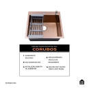 Cuba Gourmet para Cozinha Aço Inox 304 55x51cm Corubos Dourado Rose