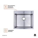 Cuba Gourmet para Cozinha Aço Inox 304 55x51cm Corubos Prata
