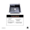 Cuba Gourmet para Cozinha Aço Inox 304 55x51cm Corubos Preto