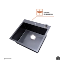 Cuba Gourmet para Cozinha Aço Inox 304 55x51cm Corubos Preto