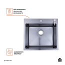 Cuba Gourmet para Cozinha Aço Inox 304 55x51cm Corubos Preto