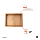 Cuba Gourmet para Cozinha Aço Inox 304 58x45cm Terena Dourado