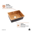 Cuba Gourmet para Cozinha Aço Inox 304 58x45cm Terena Dourado