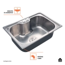Cuba Gourmet para Cozinha Aço Inox 304 60x42cm Borari Prata