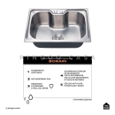 Cuba Gourmet para Cozinha Aço Inox 304 60x42cm Borari Prata