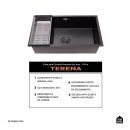 Cuba Gourmet para Cozinha Aço Inox 304 74x44cm Terena Preto