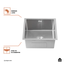 Cuba Gourmet para Cozinha Aço Inox 304 44x44cm Terena Prata