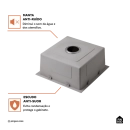 Cuba Gourmet para Cozinha Aço Inox 304 44x44cm Terena Prata