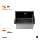 Cuba Gourmet para Cozinha Aço Inox 304 44x44cm Terena Preto