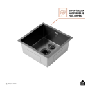 Cuba Gourmet para Cozinha Aço Inox 304 44x44cm Terena Preto