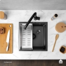 Cuba Gourmet para Cozinha Aço Inox 304 44x44cm Terena Preto