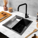 Cuba Gourmet para Cozinha Aço Inox 304 44x44cm Terena Preto