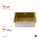 Cuba Gourmet para Cozinha Aço Inox 304 58x45cm Terena Dourado