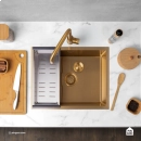 Cuba Gourmet para Cozinha Aço Inox 304 58x45cm Terena Dourado