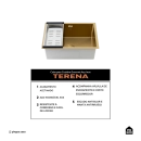 Cuba Gourmet para Cozinha Aço Inox 304 58x45cm Terena Dourado