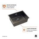 Cuba Gourmet para Cozinha Aço Inox 304 58x45cm Terena Preto