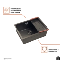 Cuba Gourmet para Cozinha Aço Inox 304 58x45cm Terena Preto