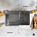Cuba Gourmet para Cozinha com Acessórios Workstation e Torneira Maranguá Pingoo.casa - Prata