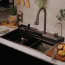 Cuba Gourmet para Cozinha com Acessórios Workstation e Torneira Maué Pingoo.casa - Preto