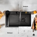 Cuba Gourmet para Cozinha com Acessórios Workstation Maranguá Pingoo.casa - Preto