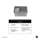 Cuba Gourmet para Cozinha com Acessórios Aço Inox 304 58x48cm Workstation Aruá Prata