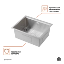 Cuba Gourmet para Cozinha com Acessórios Aço Inox 304 58x48cm Workstation Aruá Prata
