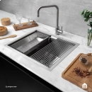 Cuba Gourmet para Cozinha com Acessórios Aço Inox 304 58x48cm Workstation Aruá Prata