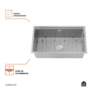 Cuba Gourmet para Cozinha com Acessórios Aço Inox 304 76x45cm Workstation Jarauara Prata