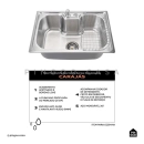 Cuba para Cozinha Inox Com Acessórios Carajás E Torneira Monocomando Extensível Muru Pingoo.casa - Prata Escovado