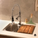 Cuba para Cozinha Pia Inox com Lixeira e Acessórios Carajás e Torneira para Cozinha Gourmet Misturador Monocomando Munim Prata